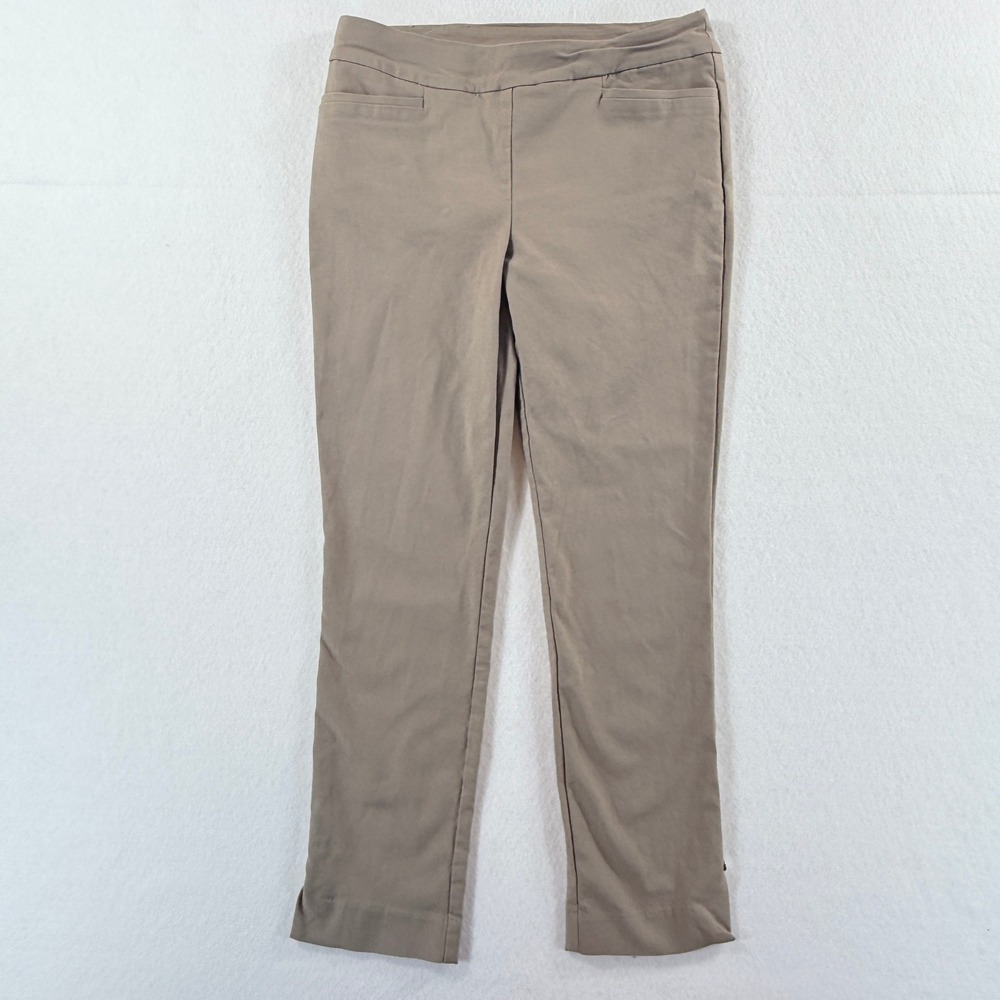 Chico's Pull On Pants Womens 00 2 Tan Khaki Straight Leg Travel Stretch Classic